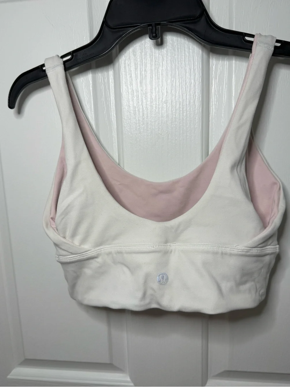 lululemon athletica reversible white/Pale Pink Scoop-Back Sports Bra size 6